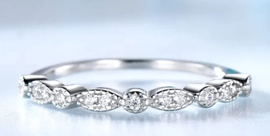 Simple Silver Diamond Fashion Ring "925 Sterling Silver"