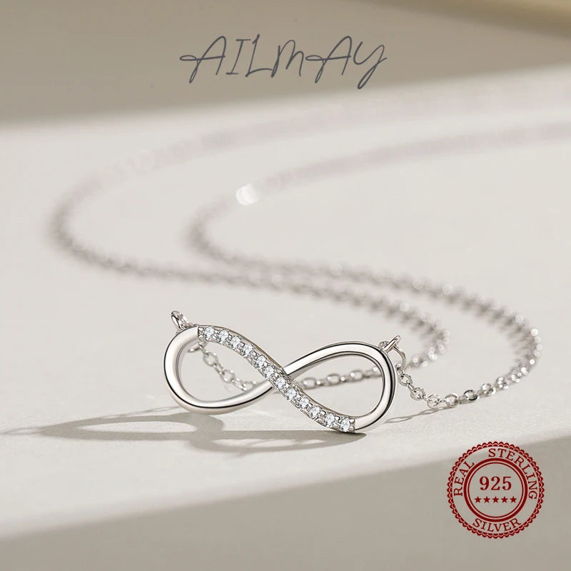 Ailmay 925 Sterling Silver Infinite Love Pendant Necklace For Women