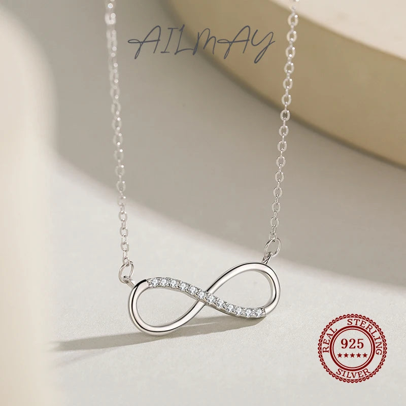 Ailmay 925 Sterling Silver Infinite Love Pendant Necklace For Women