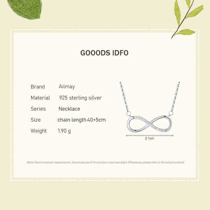 Ailmay 925 Sterling Silver Infinite Love Pendant Necklace For Women