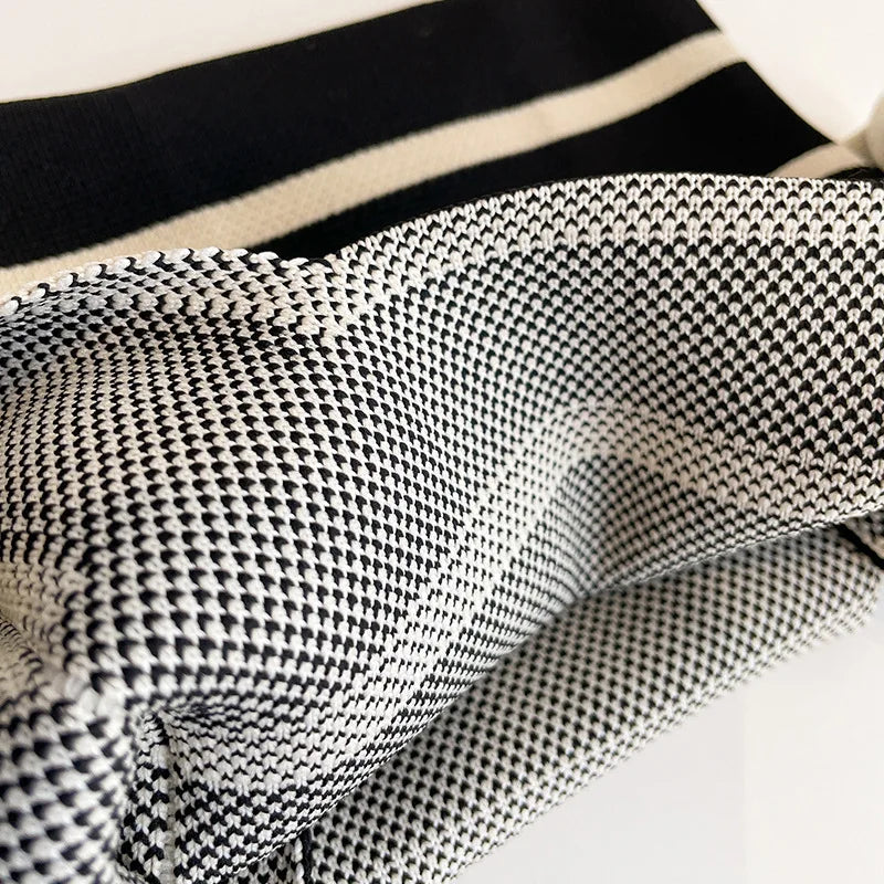 Striped Polyester Bucket Bag