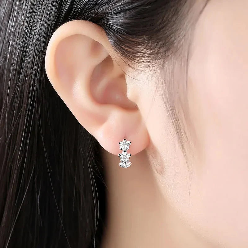 URMYLADY 925 Silver Face Hoop Earrings with Zircon – Cute & Romantic