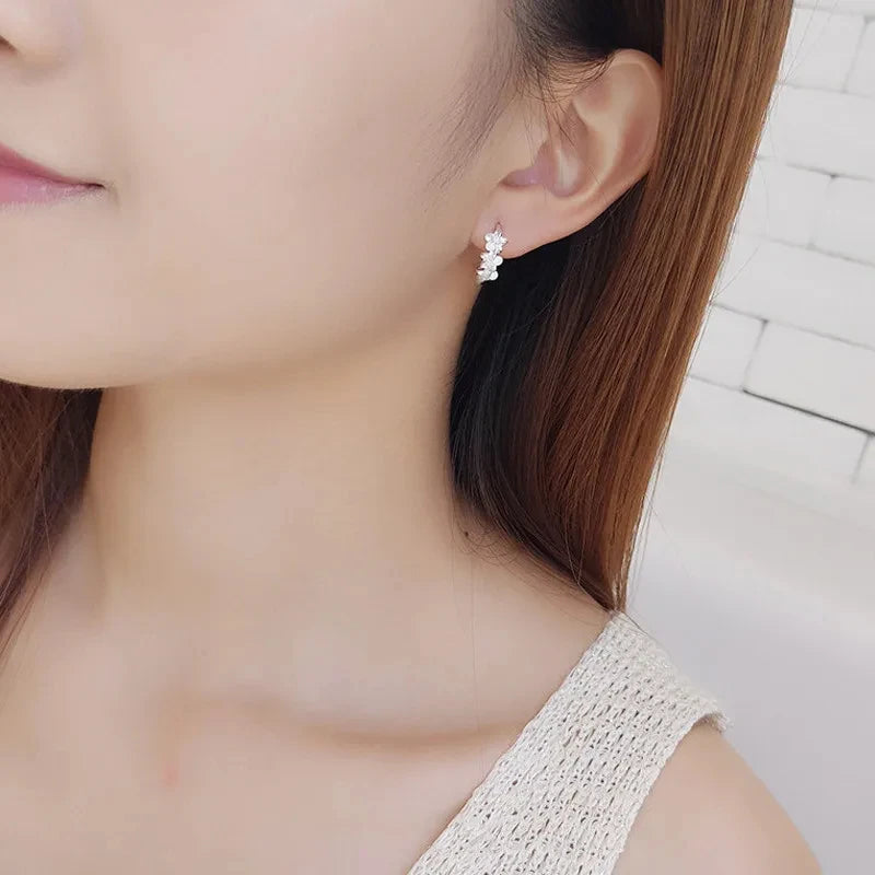 URMYLADY 925 Silver Face Hoop Earrings with Zircon – Cute & Romantic