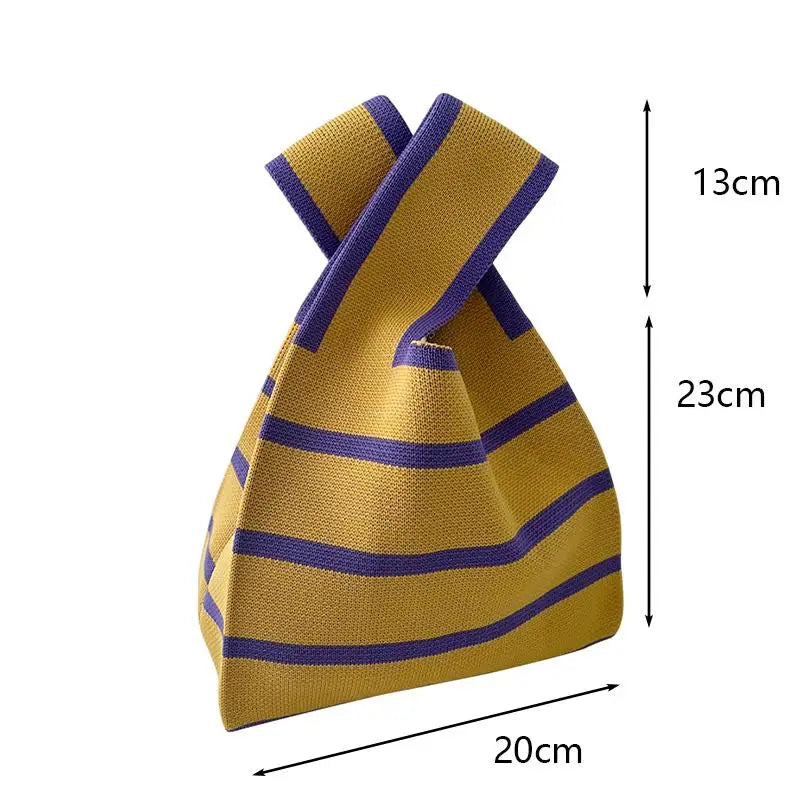Striped Polyester Bucket Bag