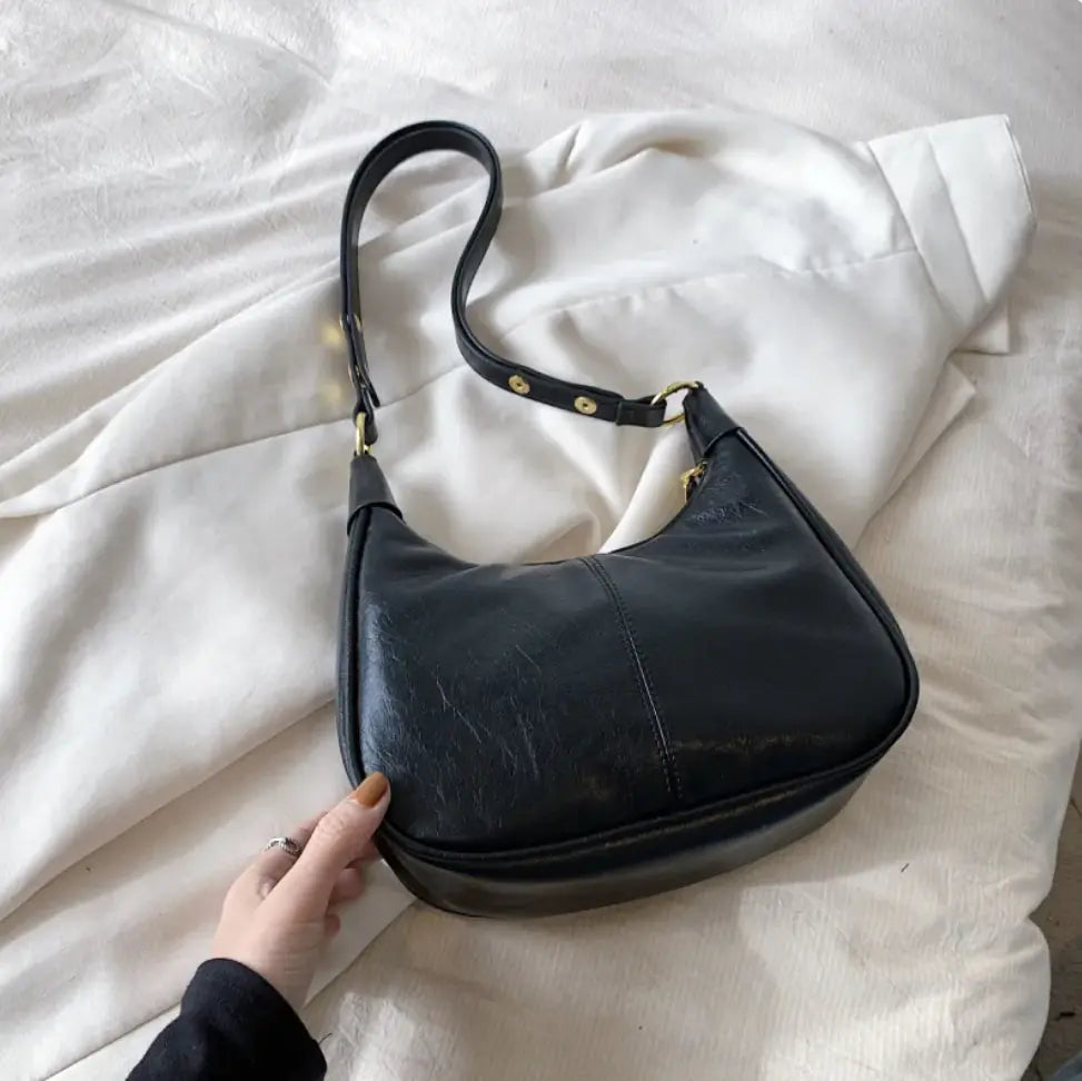 Chic Waxed Leather Crossbody Bag