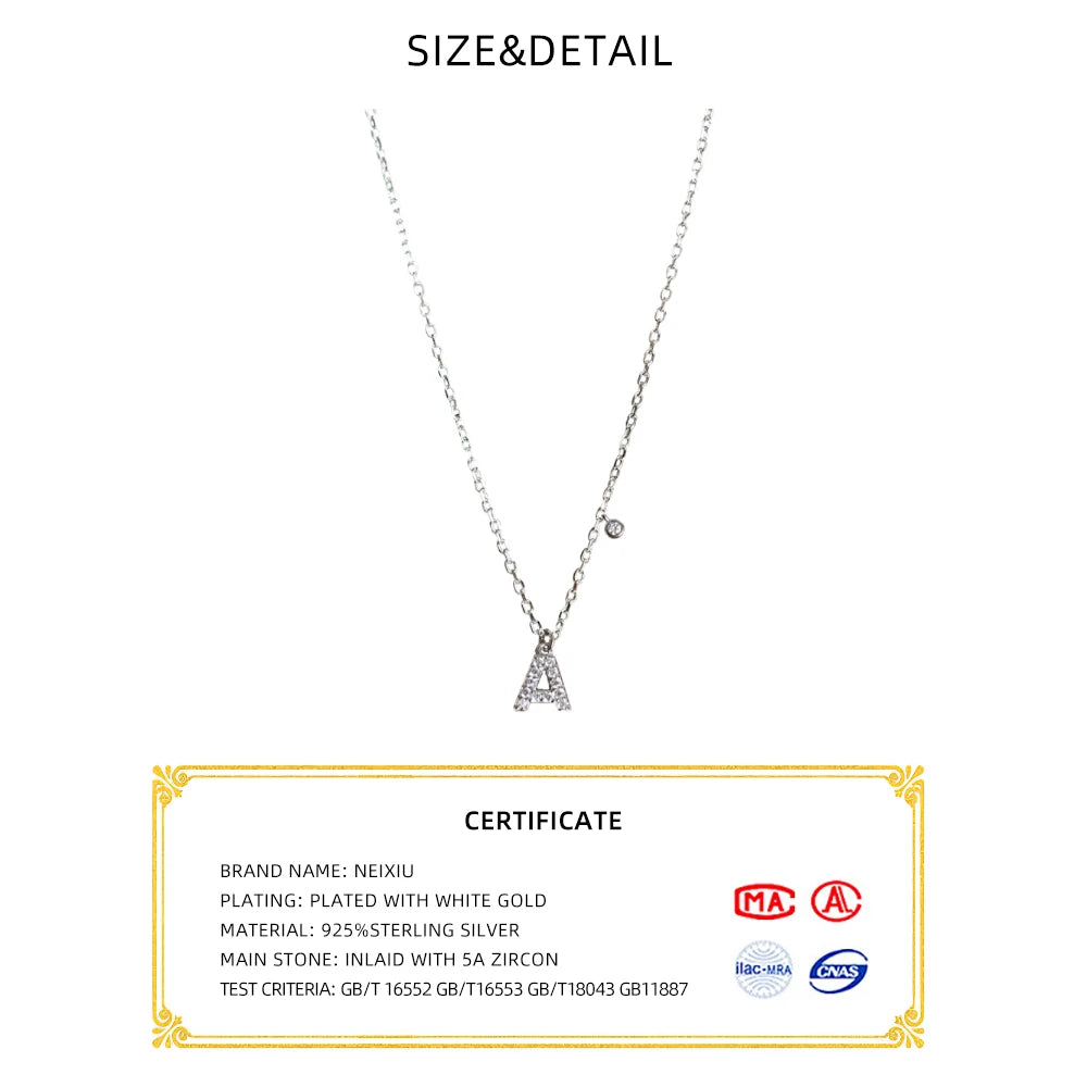 925 Sterling Silver Letter Pendant Necklace